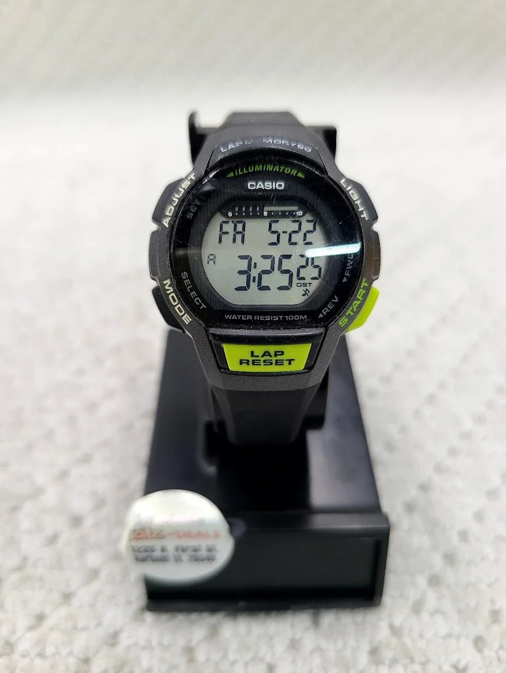 Casio Black Digital Watch with Neon Green Accents